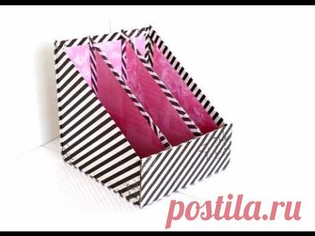{DIY} 3 Pocket Magazine Holder | Cardboard Storage - YouTube