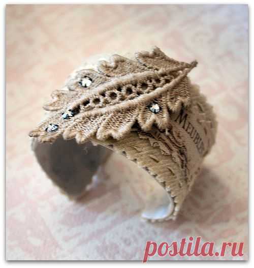 Lace cuff bracelet | Fabric beads and jewelry