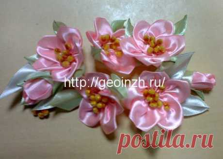 Как сделать шиповник из узкой ленты