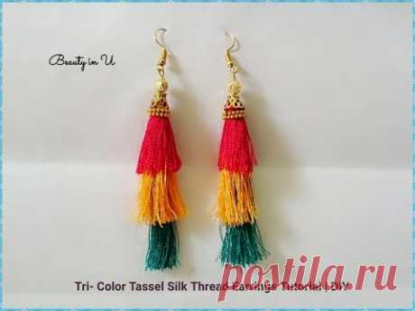 Tri-color Tassle Silk Thread Earrings Tutorial