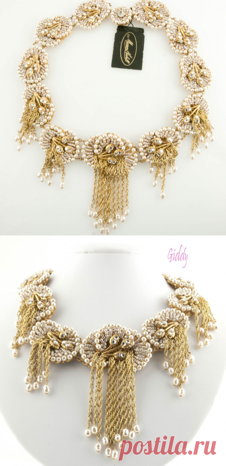 Miriam Haskell Beaded Pearl Collar Unworn w/ Tag from giddy on Ruby Lane