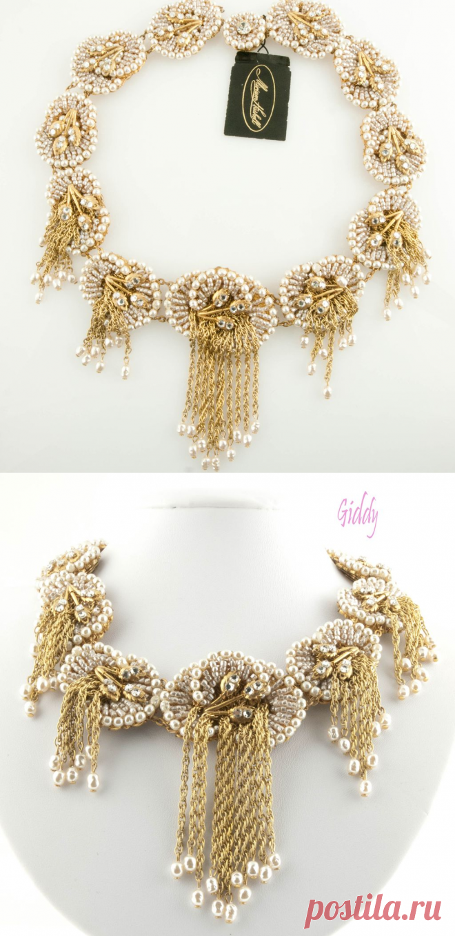 Miriam Haskell Beaded Pearl Collar Unworn w/ Tag from giddy on Ruby Lane