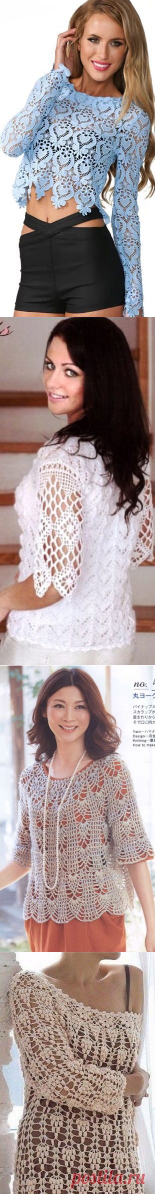 Ажурные кофточки крючком. Подборка.