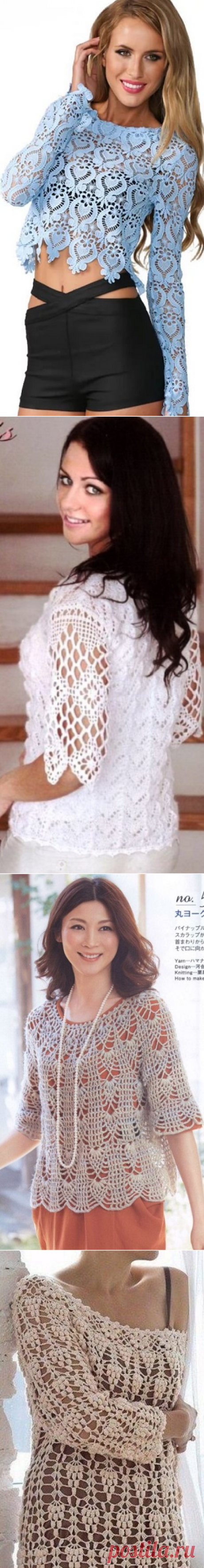 Ажурные кофточки крючком. Подборка.