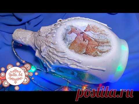 🎄Новогодний ночник из бутылки. Мастер-класс от Ютты Арт. Декор из целлюлозных упаковок от яиц❄️
