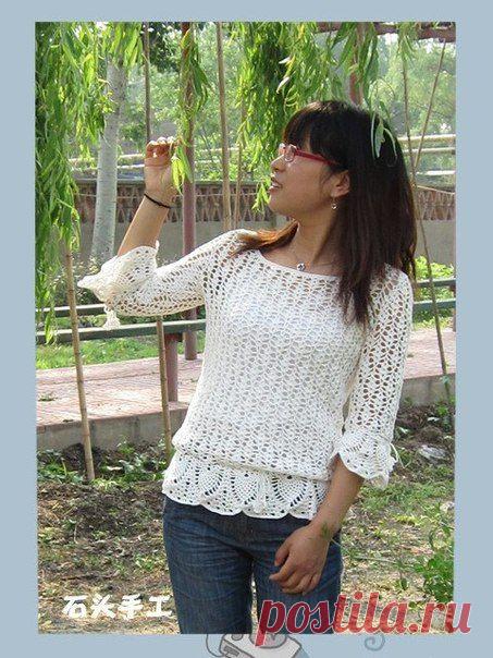 Вязание: ажурная кофточка.