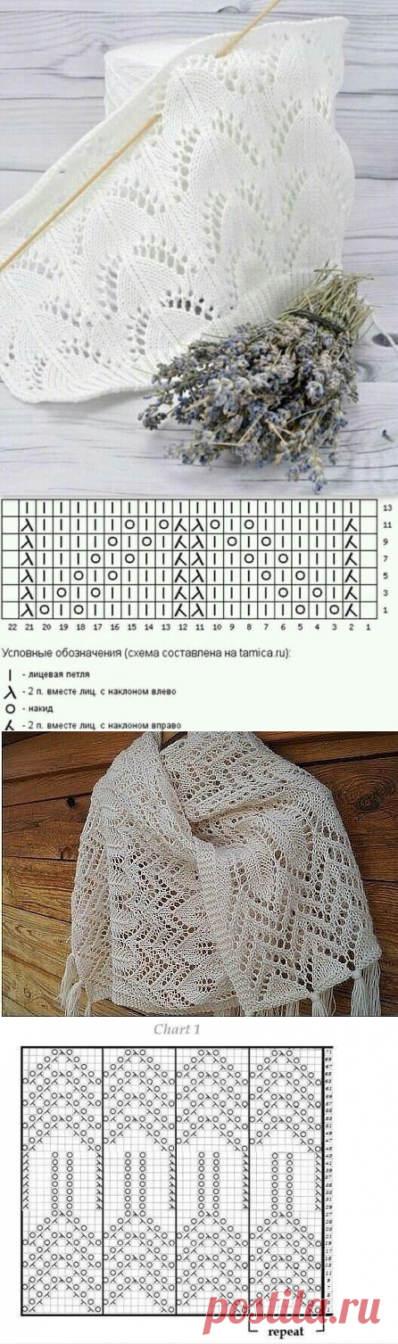 Узор для палантина спицами