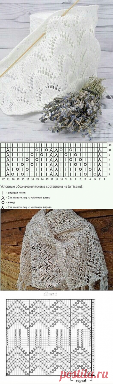 Узор для палантина спицами