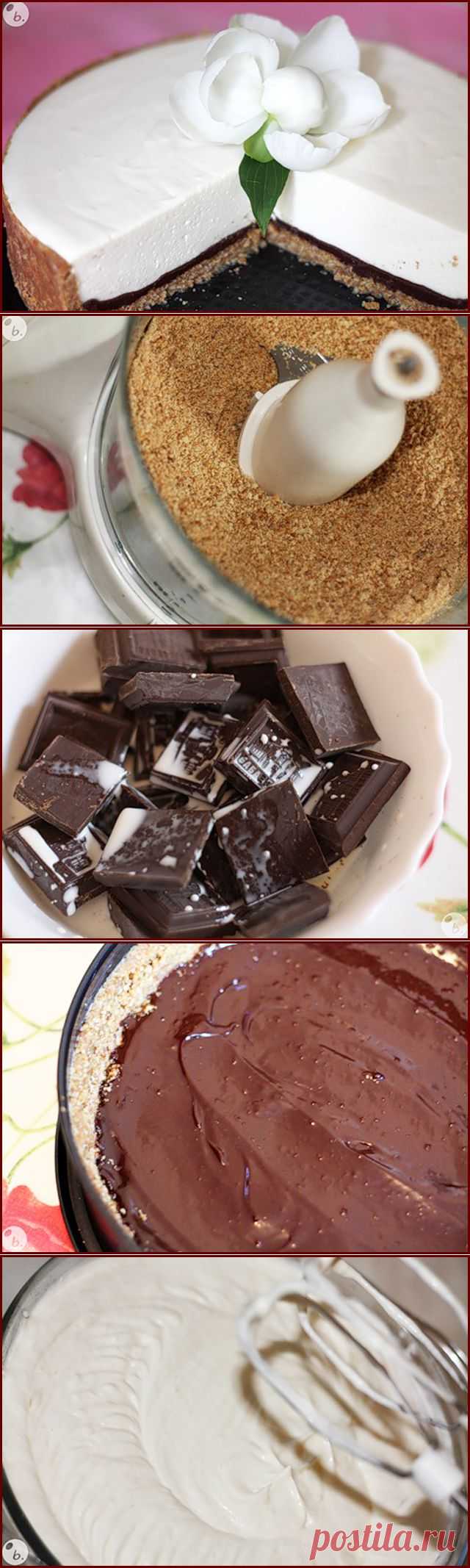 Воздушный творожный торт с шоколадом.
