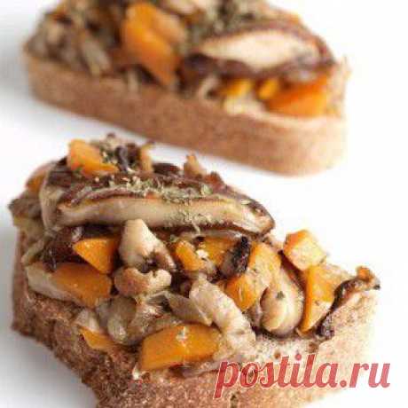Тосты с грибами и тыквой рецепт – испанская кухня, вегетарианская еда: сэндвичи