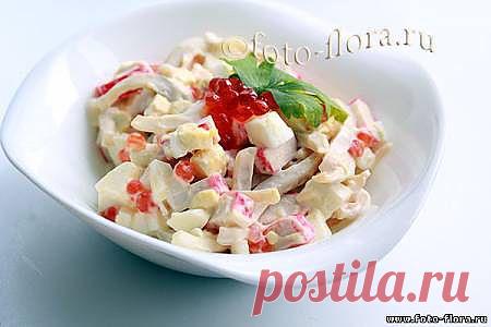 Салат из кальмаров с крабовыми палочками - морской - Рецепты вкусных салатов с фото - Готовим вкусно дома - Книга рецептов