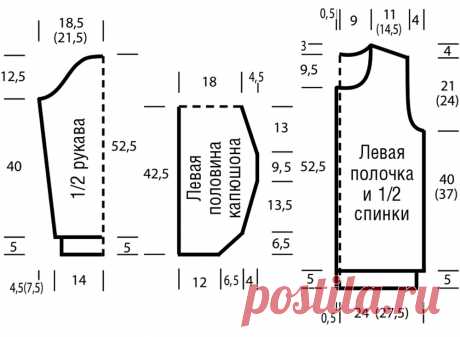 Кофта с капюшоном и плетеным узором - схема вязания спицами. Вяжем Кофты на Verena.ru