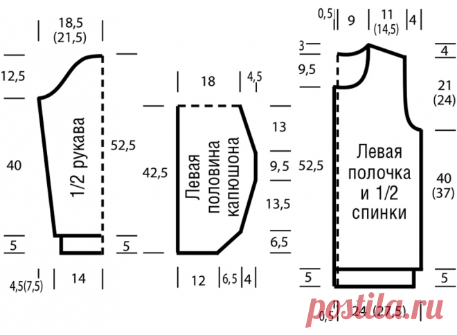 Кофта с капюшоном и плетеным узором - схема вязания спицами. Вяжем Кофты на Verena.ru