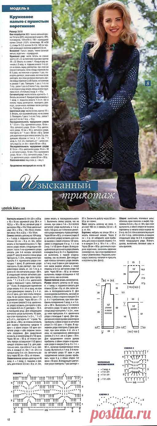 КРУЖЕВНОЕ ПАЛЬТО С ПУШИСТЫМ ВОРОТНИКОМ | ВЯЗАНЫЙ УЮТ