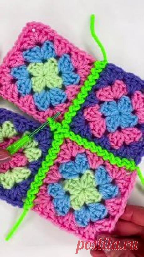 Соединение мотивов 🍏 #вязание  • #мотив  купальник крючком