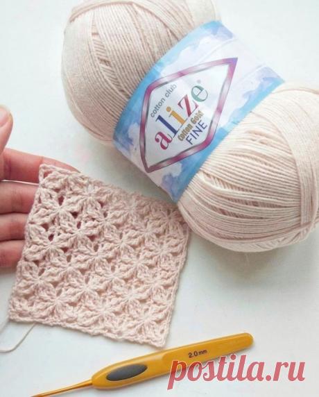 Узоры в копилку: крючком цветочный узор или &amp;laquo;крестики&amp;raquo;