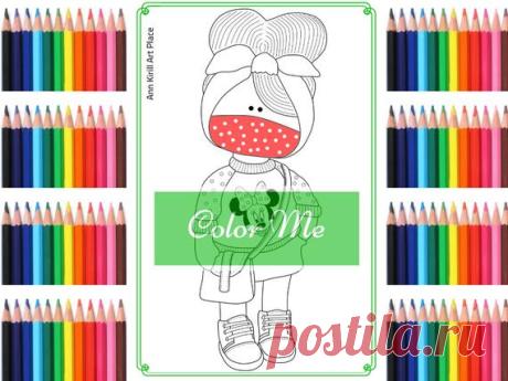 Color Me Interior Doll Art Gift Card Handmade Scrapbooking | Etsy Hello, dear visitor! We are happy you are here!  Here we present you our doll stamps and coloring pages. Our girl digital files are good for coloring, scrapbooking or interior decoration.  Attached are 3 JPEG files: 1. girl with face 2. girl with blank face mask 3. girl with pattern face mask  Size