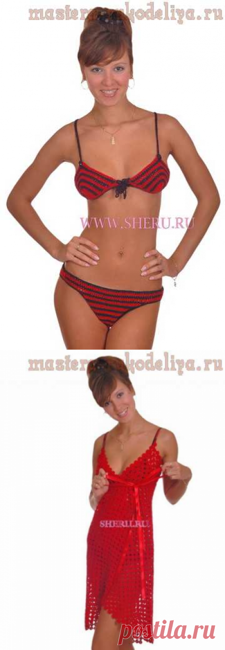 Схема вязания крючком: Купальник и летний сарафан