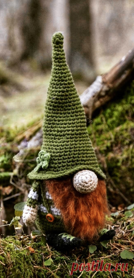 PDF Ирландский Гном крючком. FREE crochet pattern; Аmigurumi doll patterns. Амигуруми схемы и описания на русском. Вязаные игрушки и поделки своими руками #amimore - гном, гномик, кукла, куколка.