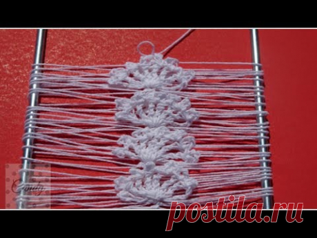 Punto abanico con horquilla y crotchet  #7/ hairpin lace stitch with fan design