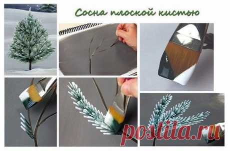 Рисуем ёлочку и сосну в разных техниках — Поделки с детьми