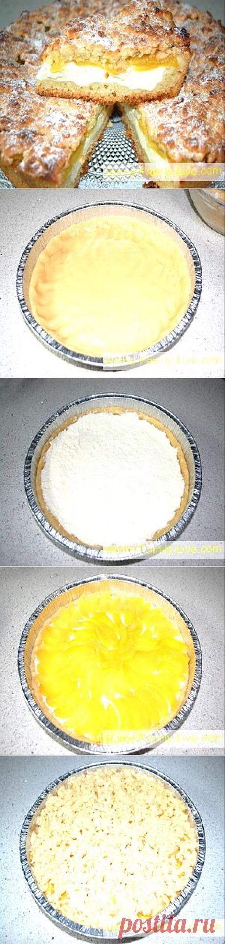 Пирог из песочного теста с творогом и абрикосами - Кулинарные рецепты