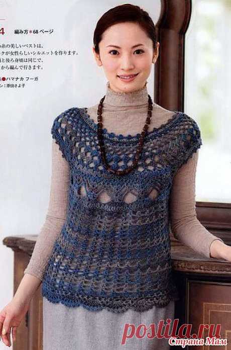 Ажурная безрукавка с круглой кокеткой. Крючок.: Дневник группы &quot;ВЯЗАНАЯ МОДА+ ДЛЯ НЕМОДЕЛЬНЫХ ДАМ&quot; - Страна Мам