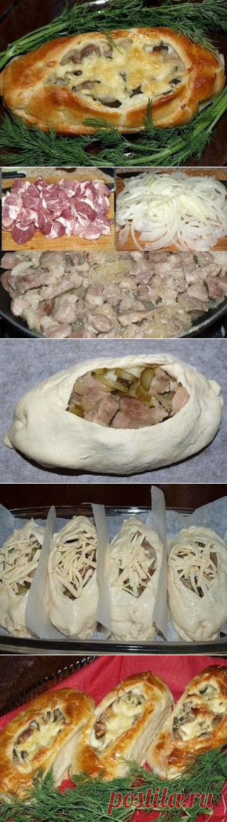 Самые вкусные рецепты: Лодочки из слоеного теста с картофелем, мясом и огурчиками