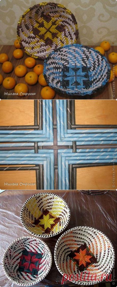 Газетное плетение - тарелки | Страна Мастеров