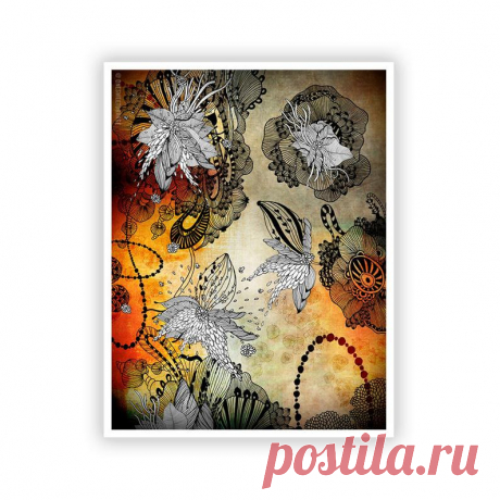 Ночная игра по Iveta Abolina цветочный принт иллюстрации | Etsy