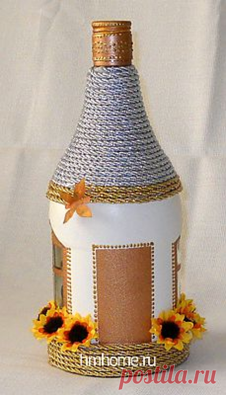 Бутылка в технике коллаж. Самоделки