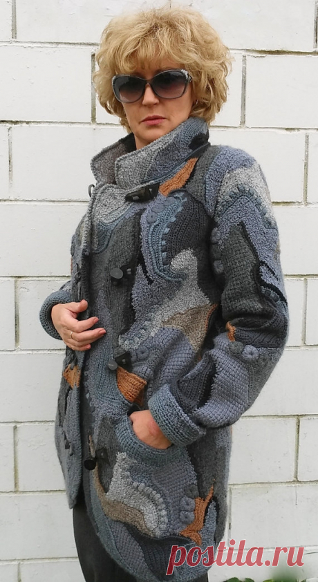 Uncinetto /cardigan cappotto freeform patchwork boho per le