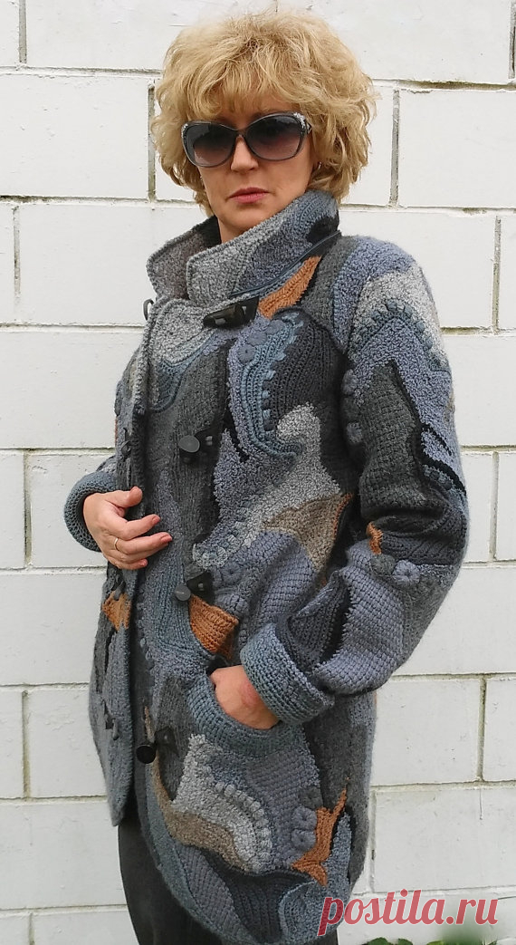 Uncinetto /cardigan cappotto freeform patchwork boho per le