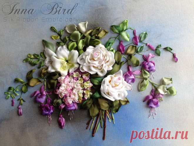 Вышивка лентами  Inna Bird