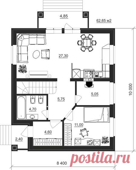 Проект дома 89-46 общая площадь 126,85 м2 из кирпича и керамического блока