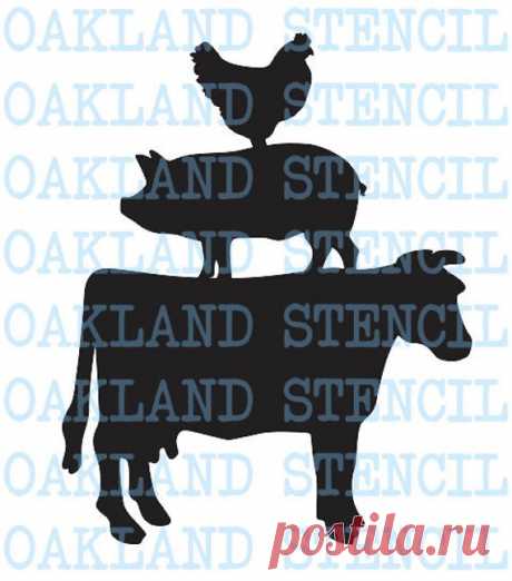Cow Pig Chicken STENCIL 7 Sizes for Painting Signs Farm Wood Fabric Canvas Scrapbook Airbrush Crafts Party Decor This is a brand new STENCIL Laser cut from Transparent Blue 7 mil Mylar that can be used and cleaned over and over again. Please choose your size from the drop down menu at the top of this listing. Sizes listed is the size of the image WIDTH x HEIGHT: 4 x 6 5 x 7 6 x 8 8 x 10 9 x 12 11