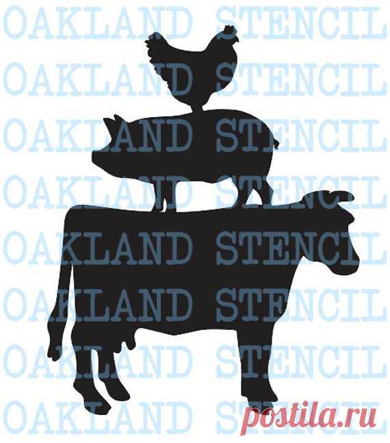 Cow Pig Chicken STENCIL 7 Sizes for Painting Signs Farm Wood Fabric Canvas Scrapbook Airbrush Crafts Party Decor This is a brand new STENCIL Laser cut from Transparent Blue 7 mil Mylar that can be used and cleaned over and over again. Please choose your size from the drop down menu at the top of this listing. Sizes listed is the size of the image WIDTH x HEIGHT: 4 x 6 5 x 7 6 x 8 8 x 10 9 x 12 11
