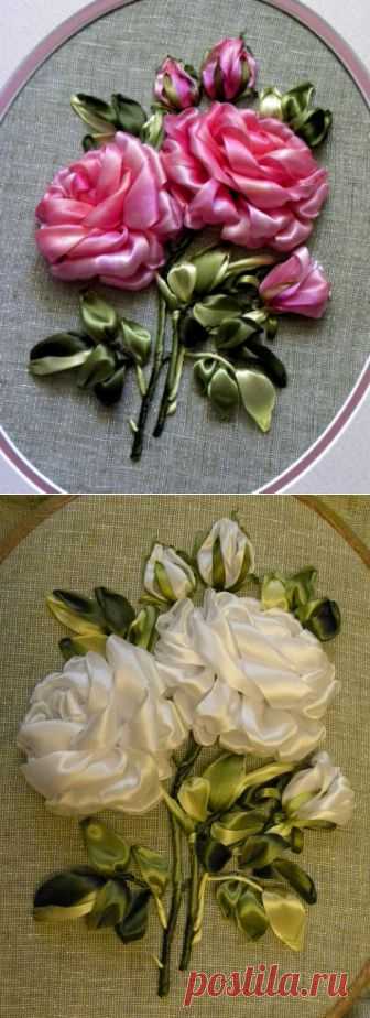 Мастеркласс "Розы, вышитые лентами" от СВЕТЛАНЫ ГЕРАСИМОВОЙ. / Вышивка / Вышивка лентами