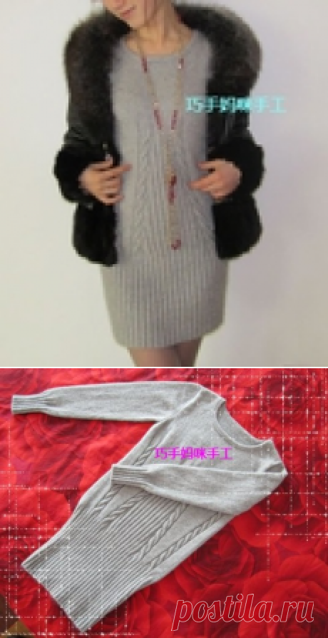 платье спицами