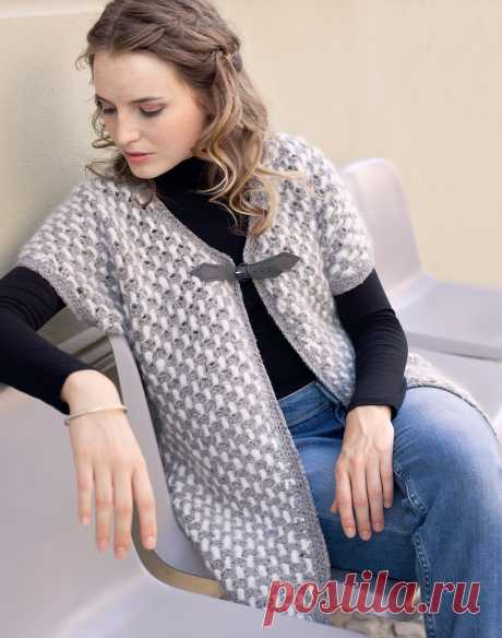 Безрукавка с кожаной застежкой - схема вязания крючком. Вяжем Безрукавки на Verena.ru