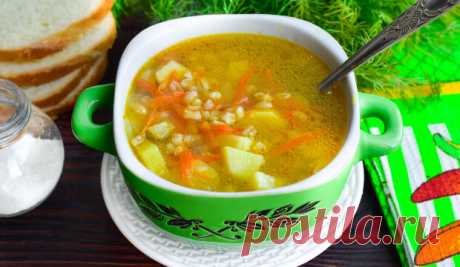 Рассольник с перловкой и курицей Рецепт на скорую руку