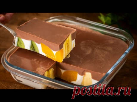 Только фрукты и молоко! Вкусный и полезный десерт без муки и без выпечки за 5 минут!