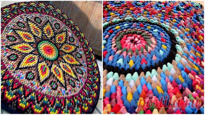 Яркие коврики - кругляши из обрезков ткани! Подробный мастер-класс... .