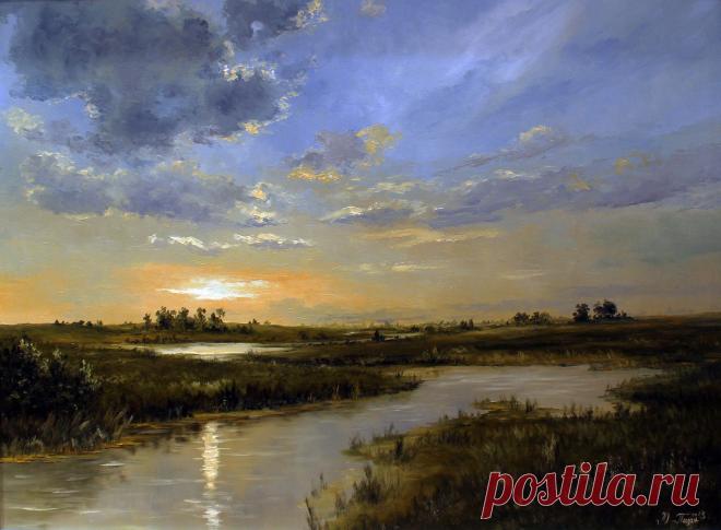 "утро над речкой"масло\холст\подрамник 60х80