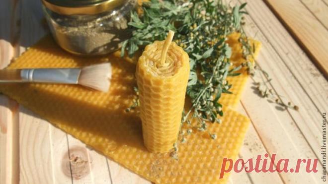 Свеча из вощины с полынью своими руками - Ярмарка Мастеров - ручная работа, handmade