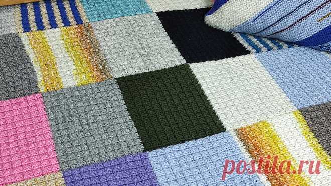 Плед спицами из остатков пряжи. | Вязальный инь-ян | Яндекс Дзен