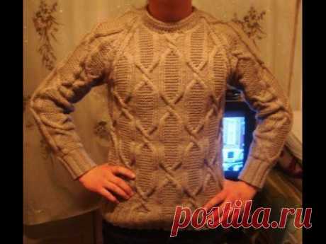 ▶ Мужской пуловер спицами с рукавом &quot;реглан&quot; Часть 3. Men's sweater knitting - YouTube