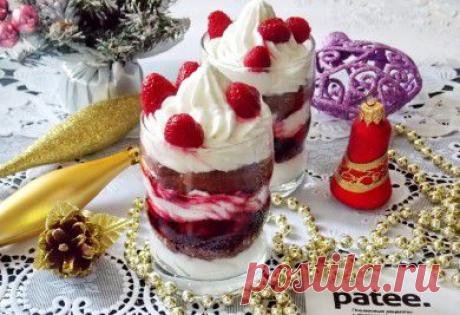 Десерт с малиной и сливками - рецепт с фотографиями