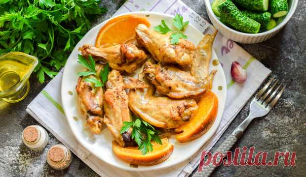 Ароматные куриные крылышки с апельсином! Изысканный и необычный вкус!