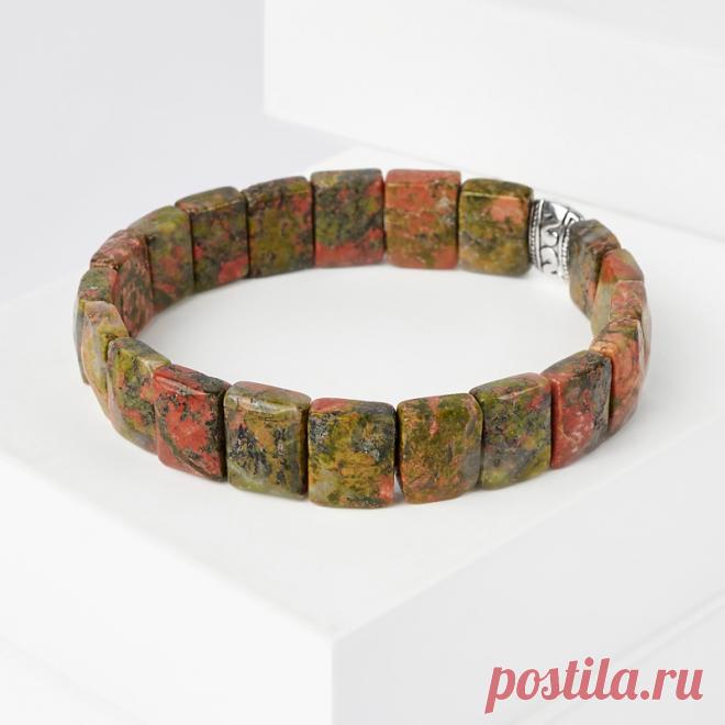 1290 р-Купить Браслет унакит ЮАР (биж. сплав) огранка 18 см Доставка по всему миру! Заходи и покупай сейчас! | Интернет-магазин Минерал Маркет - 381040